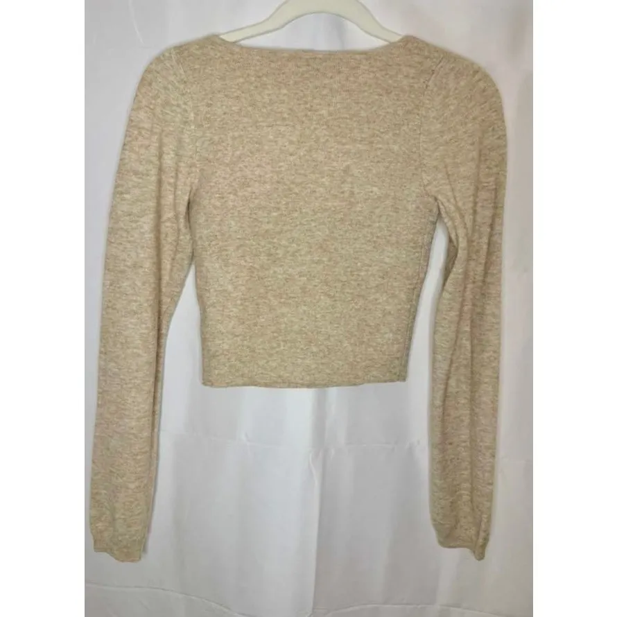 Aritzia Wilfred Greer Sweetheart Bustier Sweater in Heather Light Oatmeal sz. M - Image 3