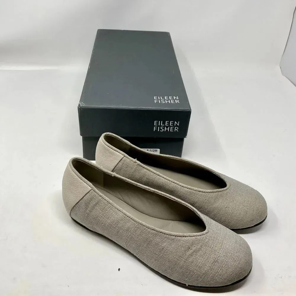 Eileen Fisher Patch 1 Woven‎ Linen Ballet Flats - Image 12