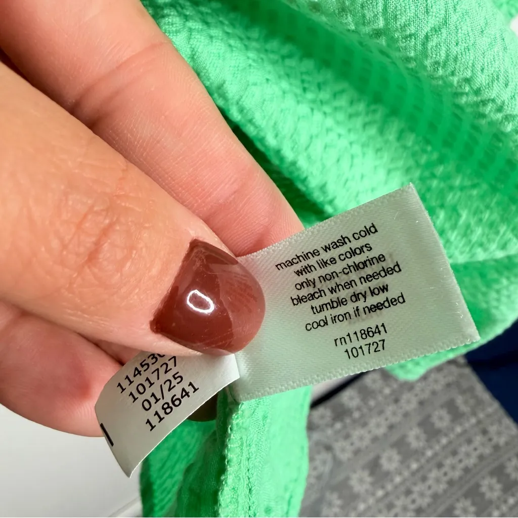 NWOT Lane Bryant Relaxed 3/4-Sleeve Seersucker Popover Blouse Green 22 Casual - Image 6