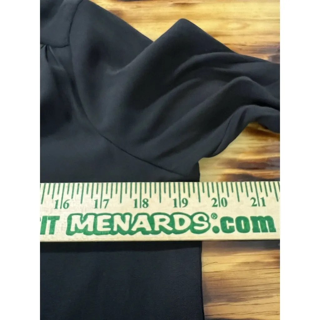 Ro&De Size Small Boho Peasant Ruffle Blouse Top Shirt Tie Keyhole‎ Neck Pleats Black - Image 4