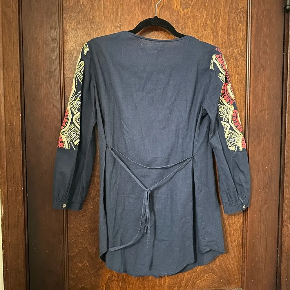 Anthropologie Hei Hei Agonda Heavily Embroidered Peasant Tunic Top S - Image 3
