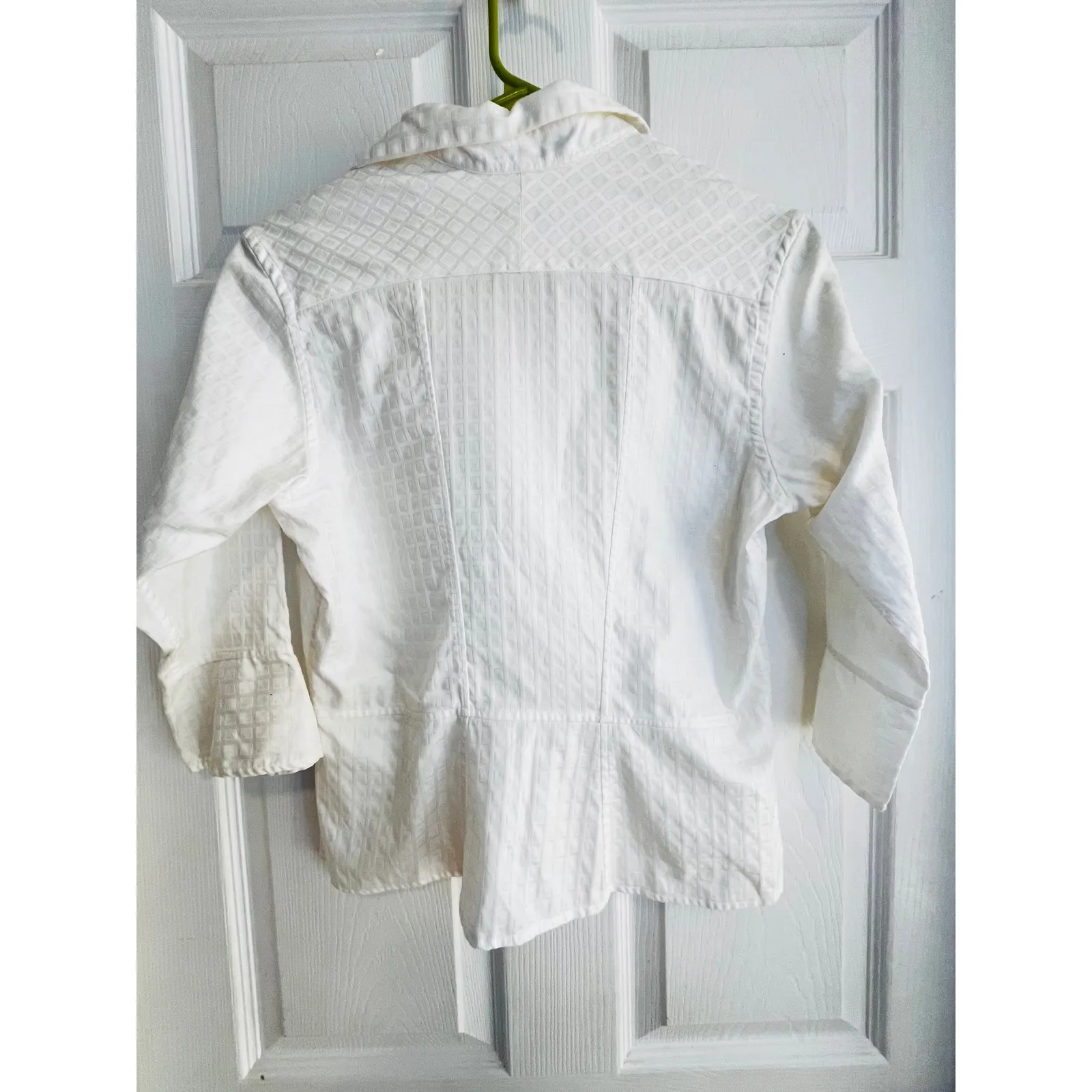 Jill McGowan White Textured 3/4 Sleeve Peplum Button Down Shirt Top Women XS - Image 3