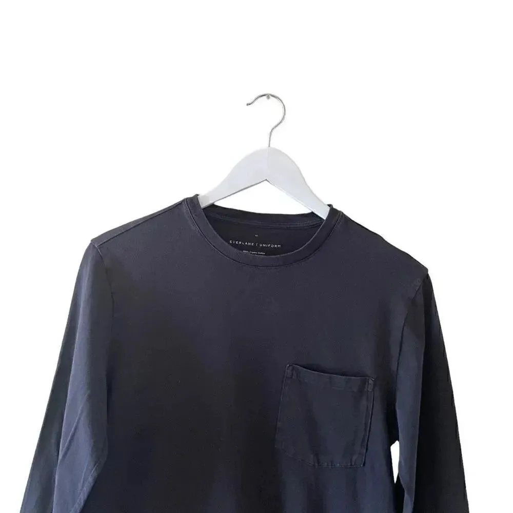 Everlane Unisex Organic Cotton Black Long Sleeves Minimalist Shirt SZ XS #1030 - Image 4