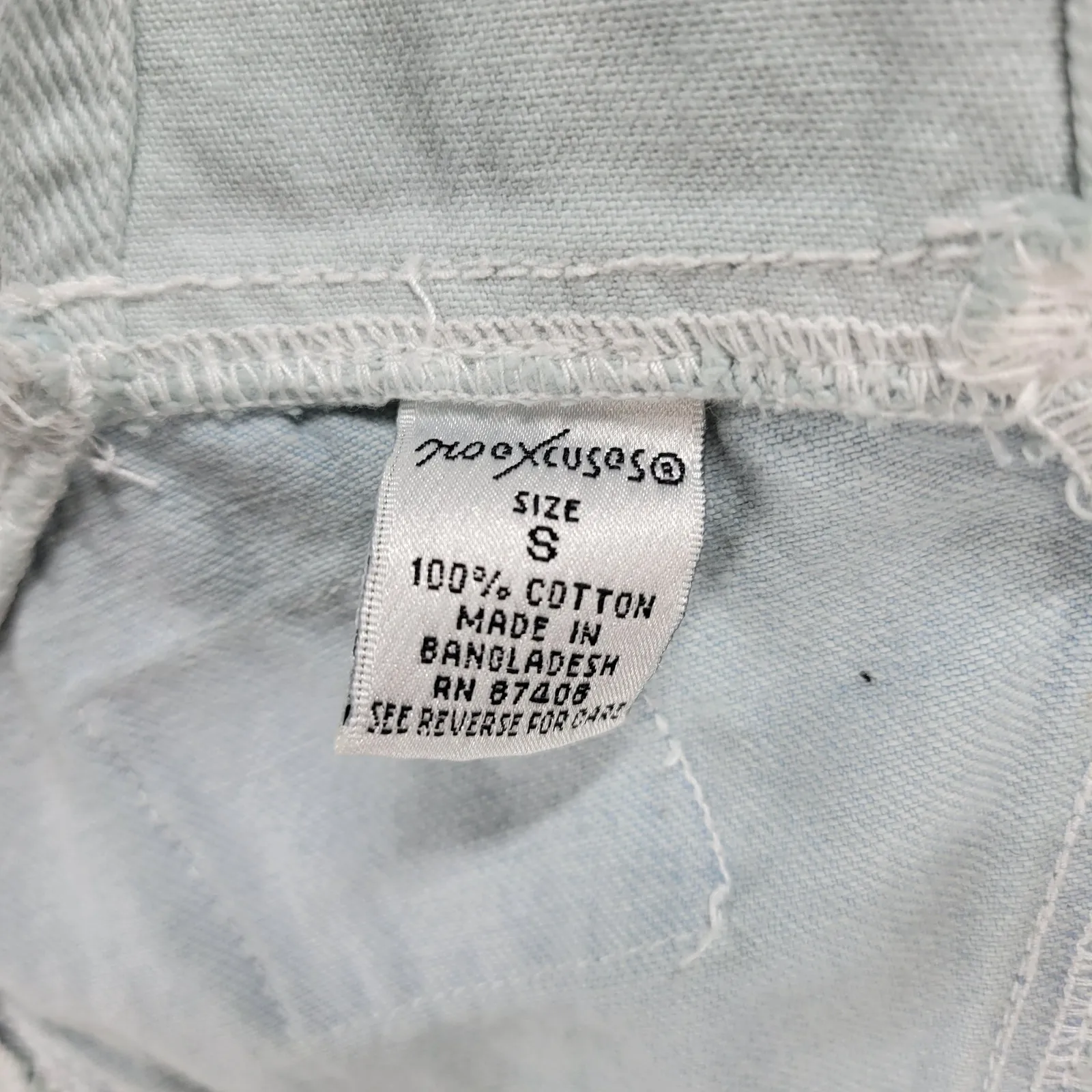 No Excuses Womens Overalls Cut Off Shorts S Blue Light‎ Wash Denim - Image 11