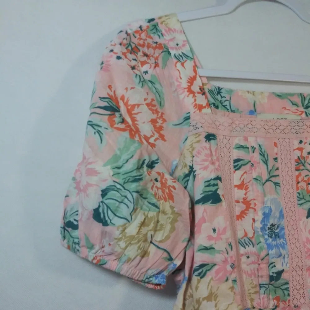 Loft Garden Lacy Tiered Square Neck Top Angel Pink Size Small - Image 5