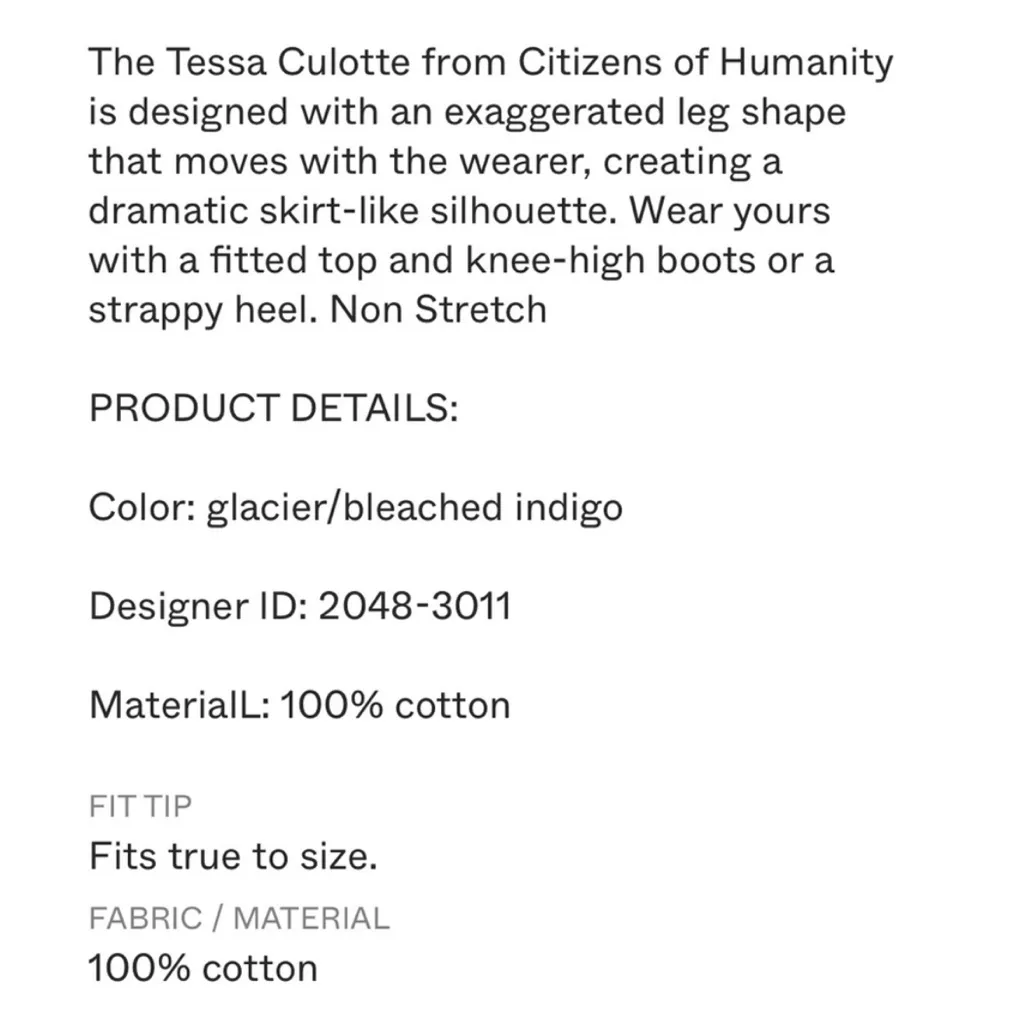 EUC Citizens of Humanity Tessa Culotte
Jeans Size 31 Retail $258.00 - Image 16