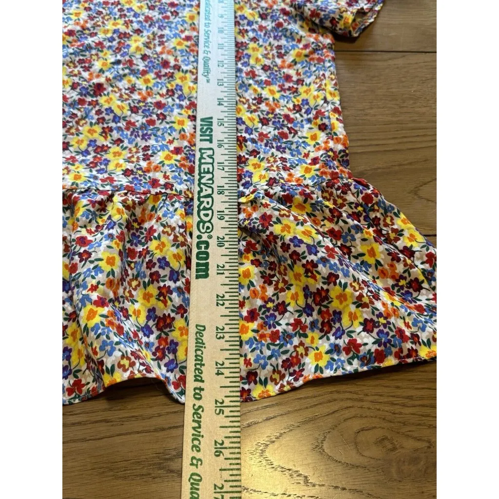 Molly Bracken Floral Short Sleeve Blouse Sz Medium Polyester Tiered Cottagecore - Image 4