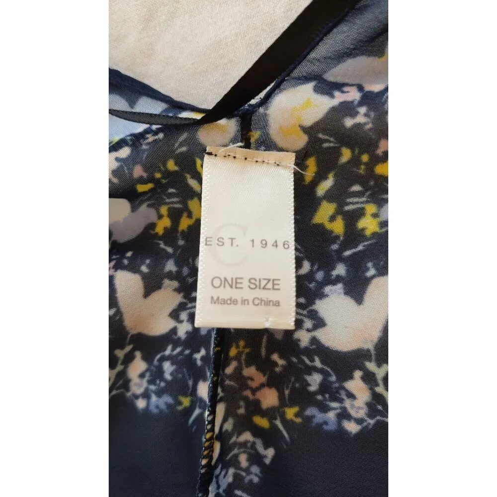 Ext 1946 Navy Blue Floral Kimono One Size for Women - Image 4