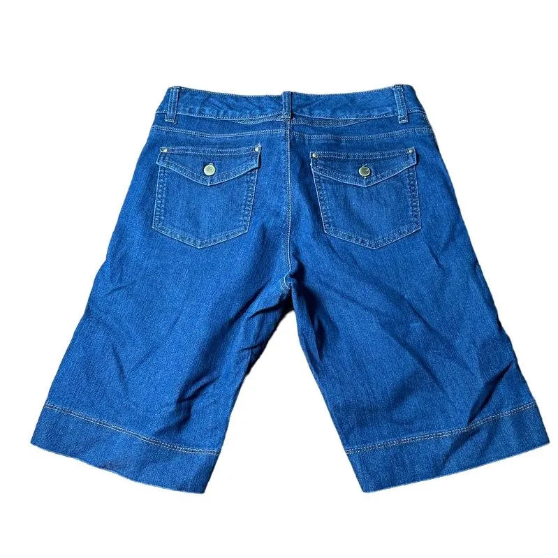 Lee Slender Secret Women's Denim Bermuda Shorts Low Waist Blue Medium‎ size 8 - Image 2
