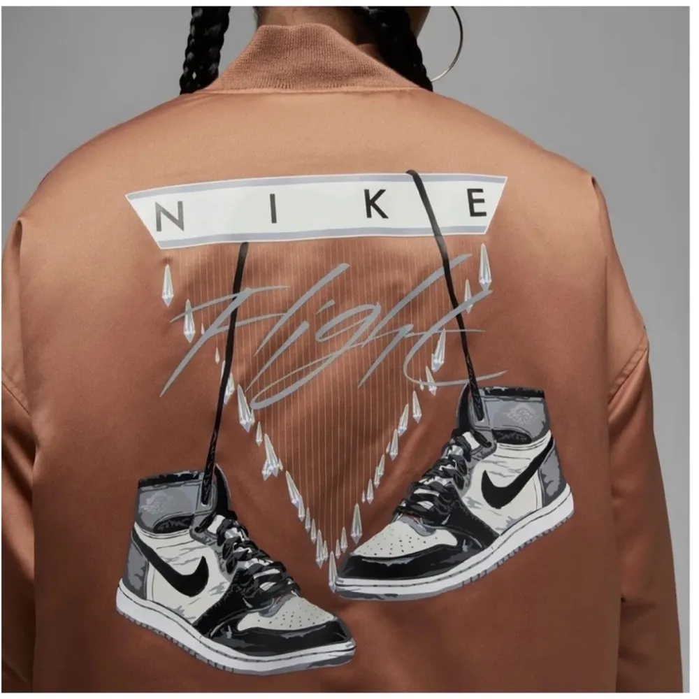 Nike Air Jordan Flight Renegade Women’s Bomber Jacket Oversized Copper NEW - Image 3