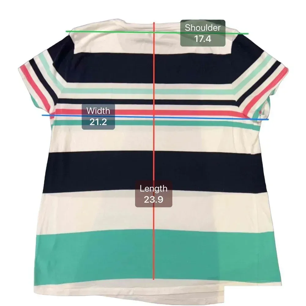 Crown And Ivy Short Sleeves Crew Neck Striped‎ Pattern T-Shirt Size XL - Image 6