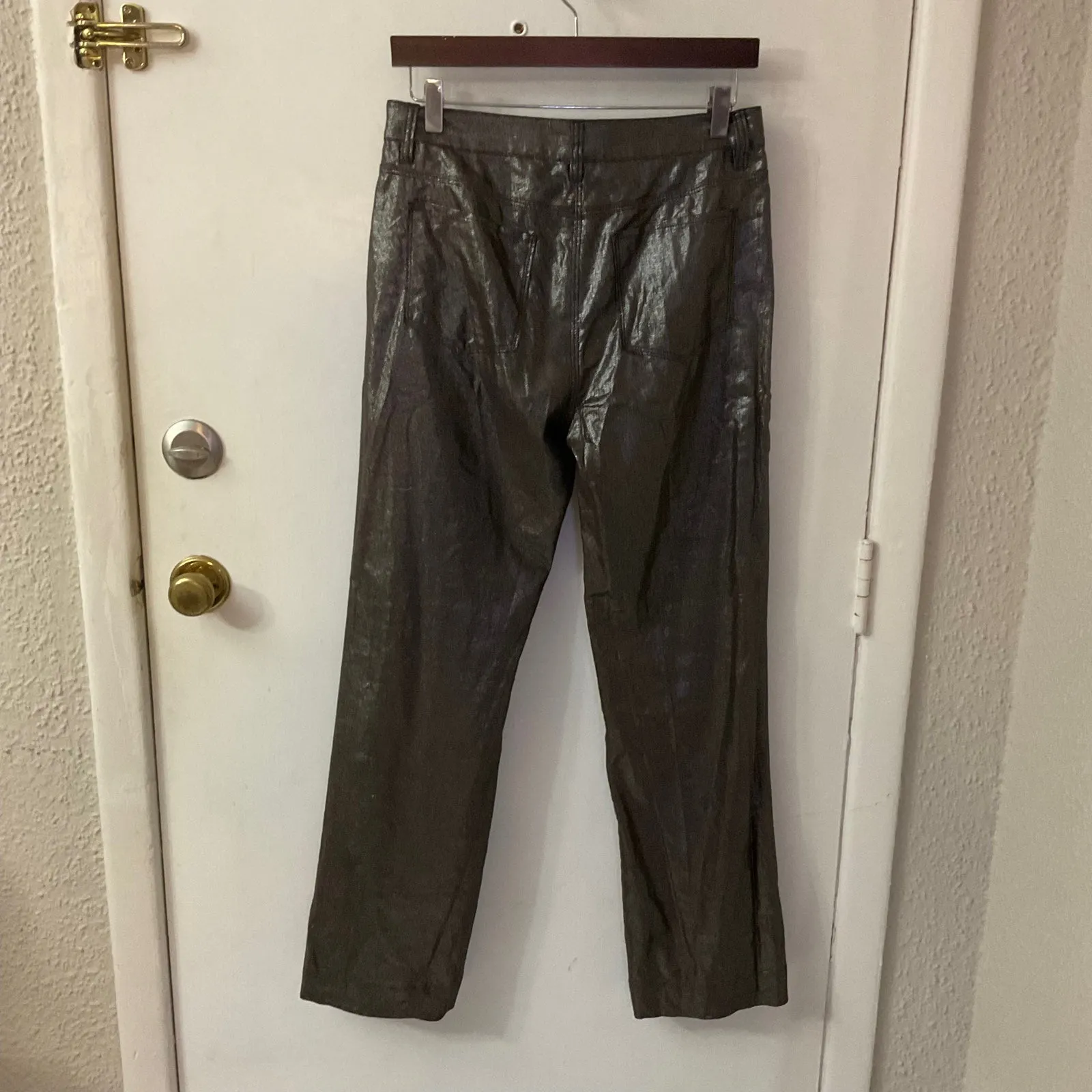 Worth Brown Metallic Pull on Pants 8 Mermaid Retro Girl Glam Mob Wife Futuristic Size 28 - Image 2