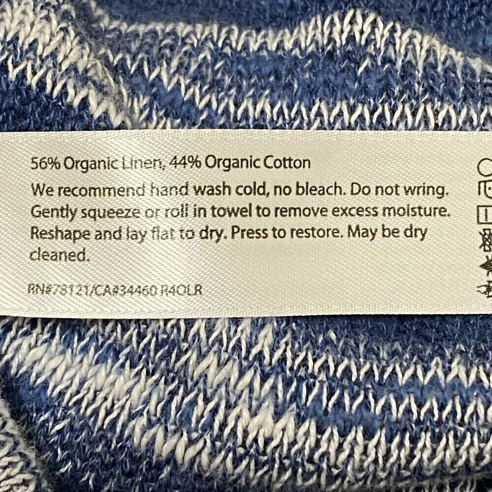 Eileen Fisher Linen Blend Sweater Blue White Stripe Small Organic Coastal - Image 5