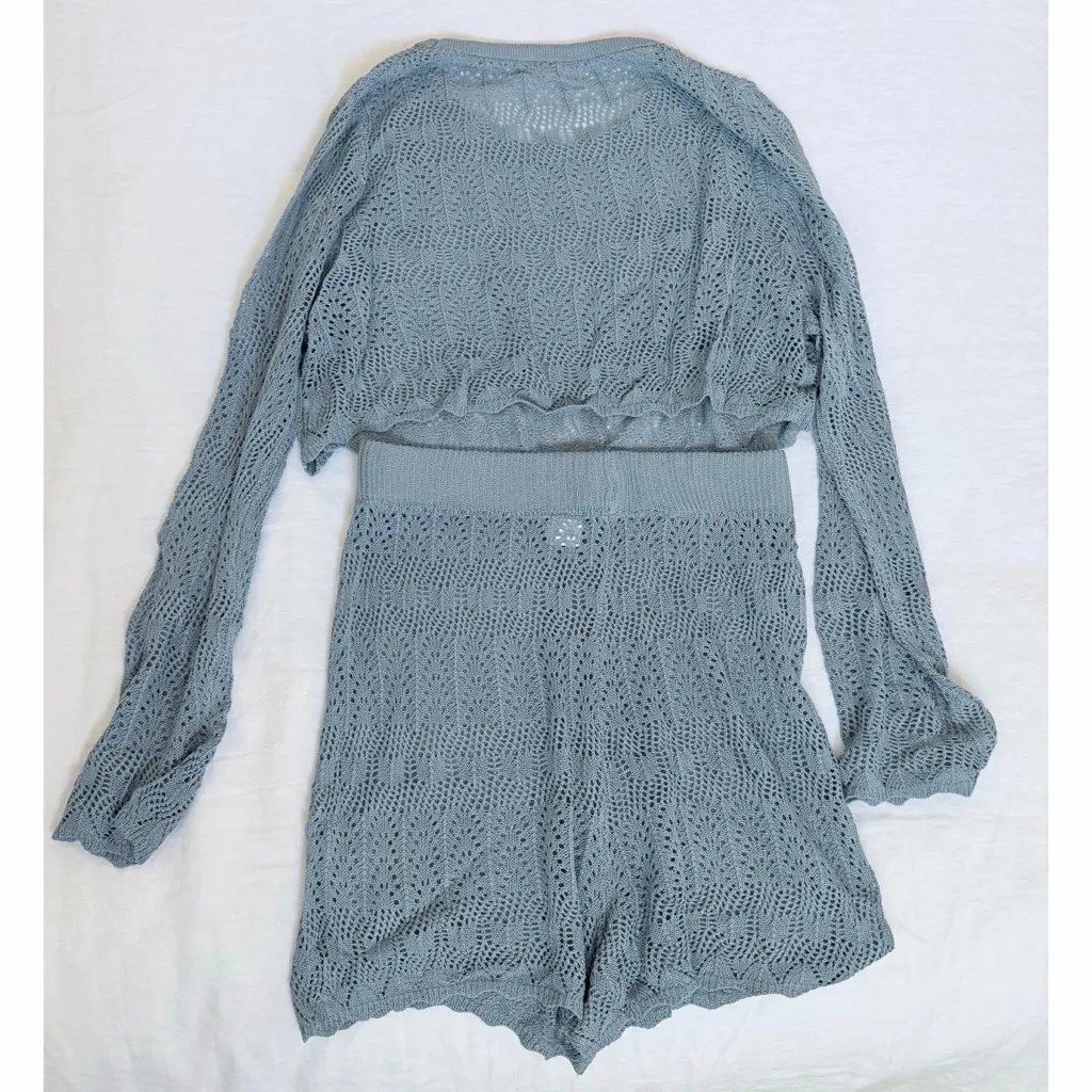 VamJump 2 Piece Knit Lounge Set Blue Size L - Image 4
