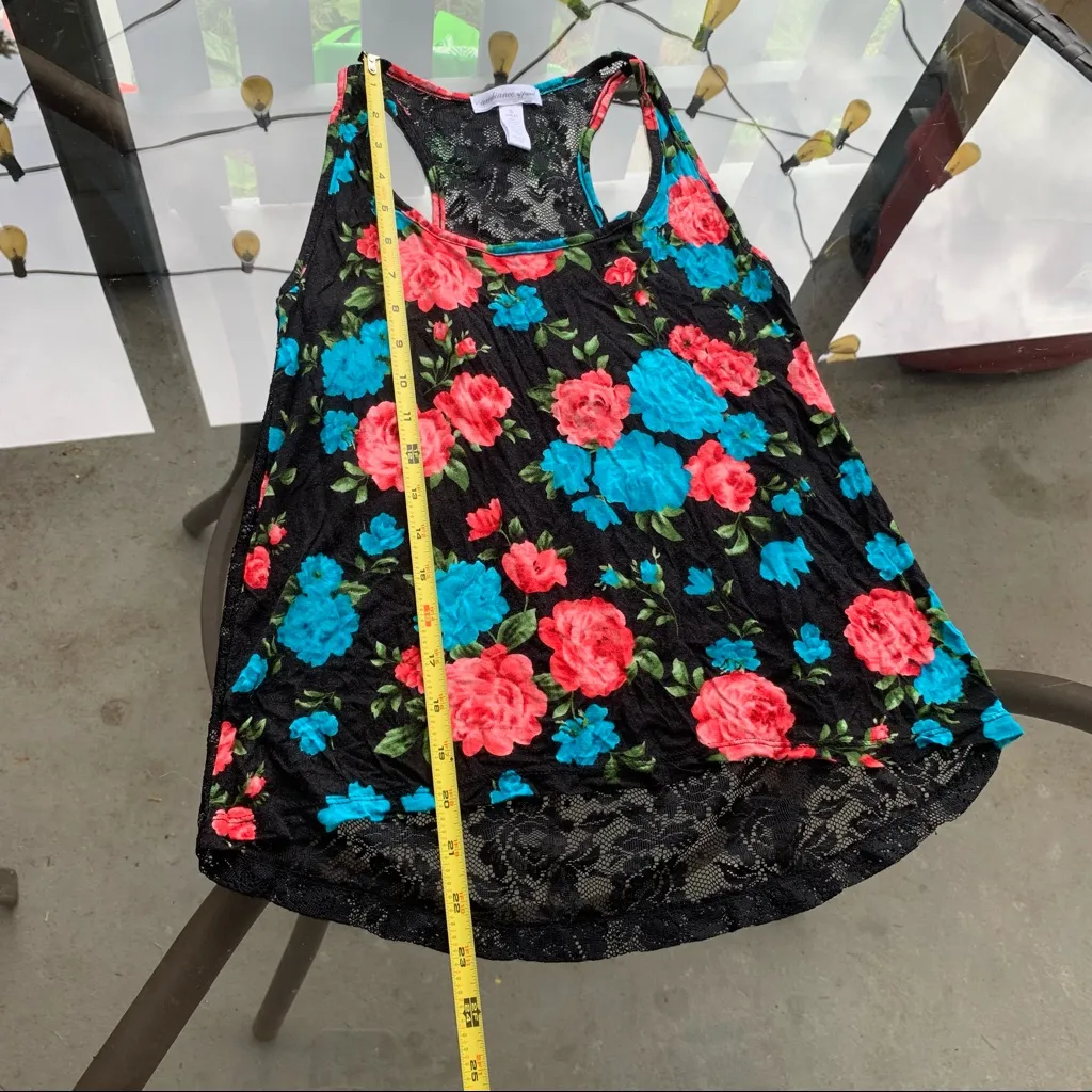 Ambiance Apparel Floral Roses Lace Back Top in Black - Image 15