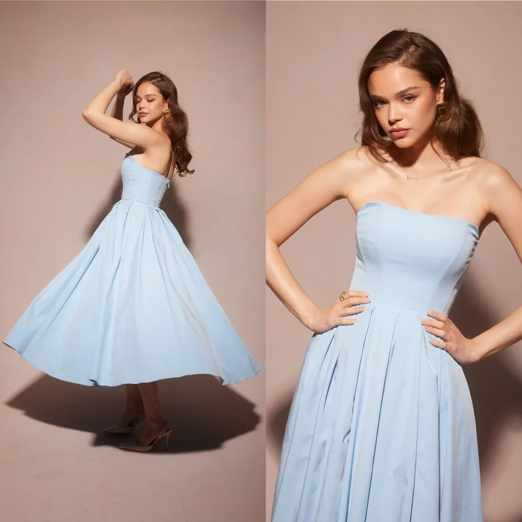 House of CB Audrey Tuscan blue Strapless Midi sundress dress size XL‎ NWOT - Image 2