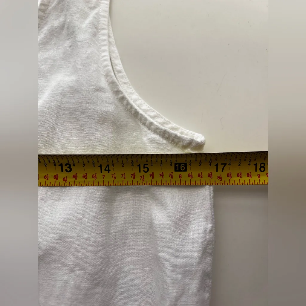 Cloth and stone Anthropologie white linen jumpsuit wide leg crop S - Image 6