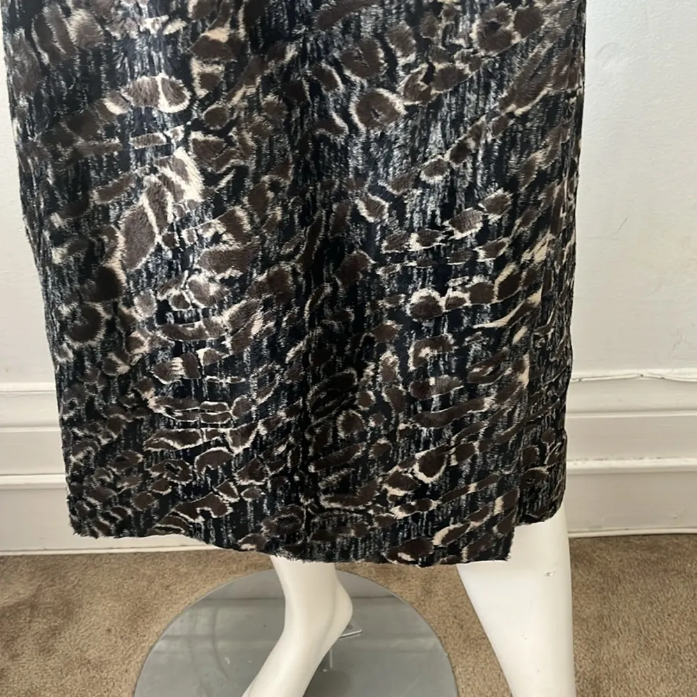 Bernard Zins made in France green brown Marbled leopard print wrap Skirt size 10 Black - Image 7