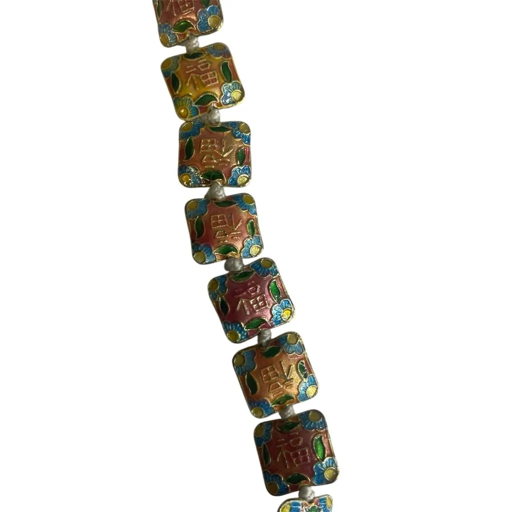 Vintage RARE stunning Cloisonné Enamel Necklace colorful artsy old money - Image 5