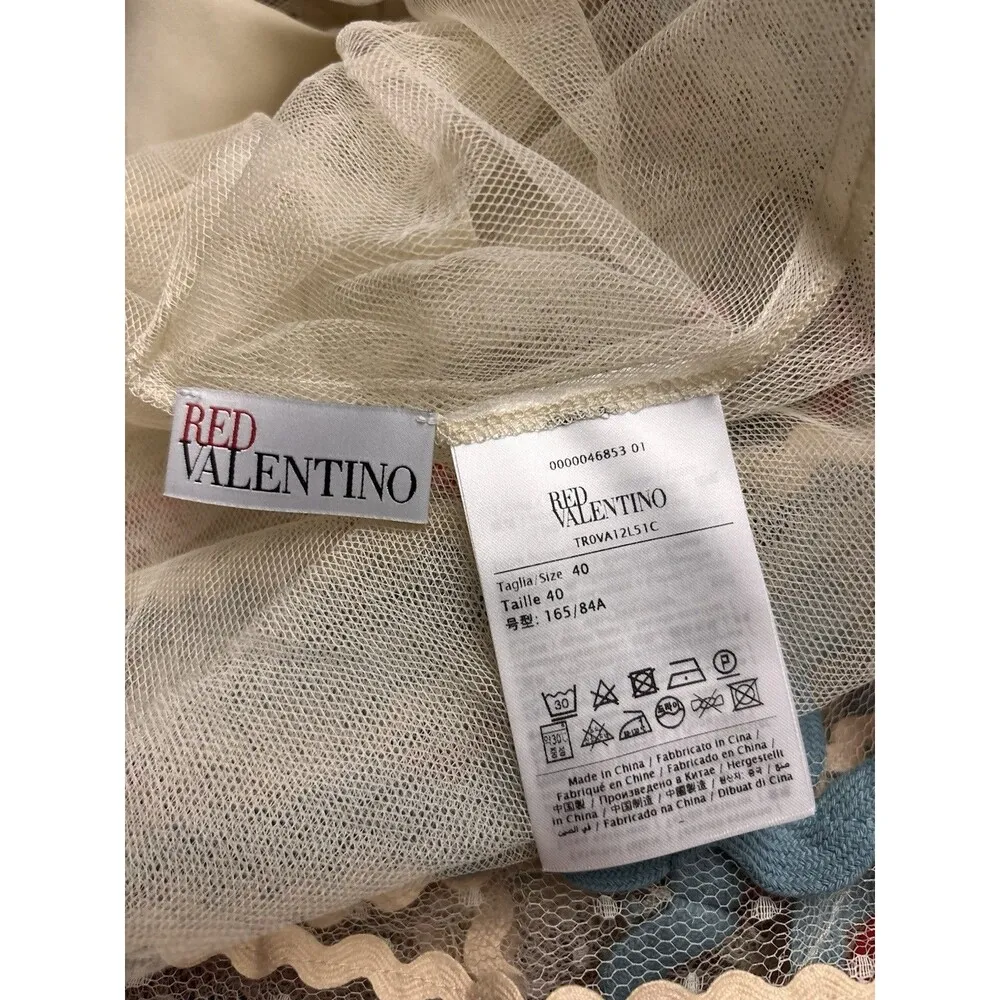RED Valentino Ric Rac Tulle Midi Dress Ivory A03 AVORIO Size 40 Rare $1536 New - Image 7