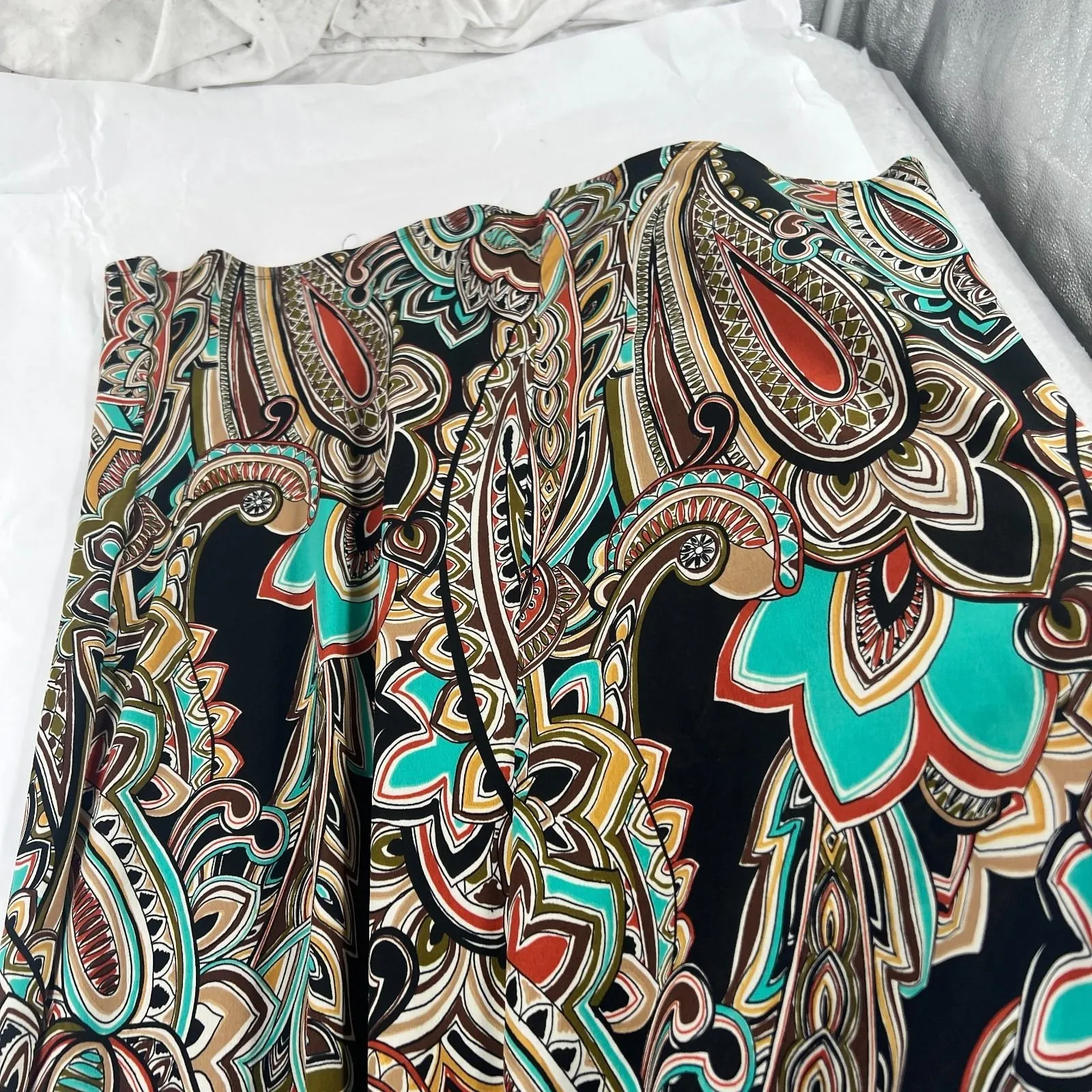 Kate & Mallory Maxi Dress Womens S Multicolor Paisley Stretch Formal V Neck Y2K - Image 5