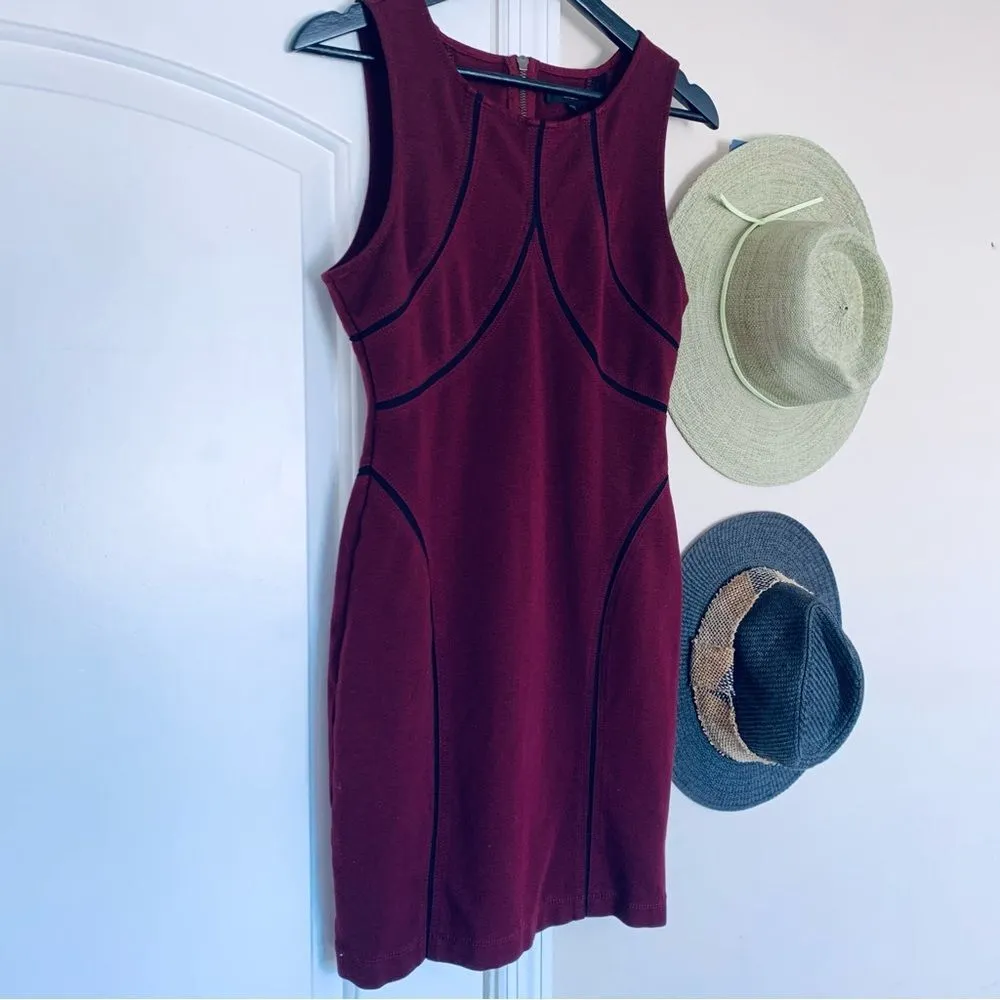Burgundy Deep Red Work/Holiday/Cocktail Party Bodycon Dress | Size: M - Image 3