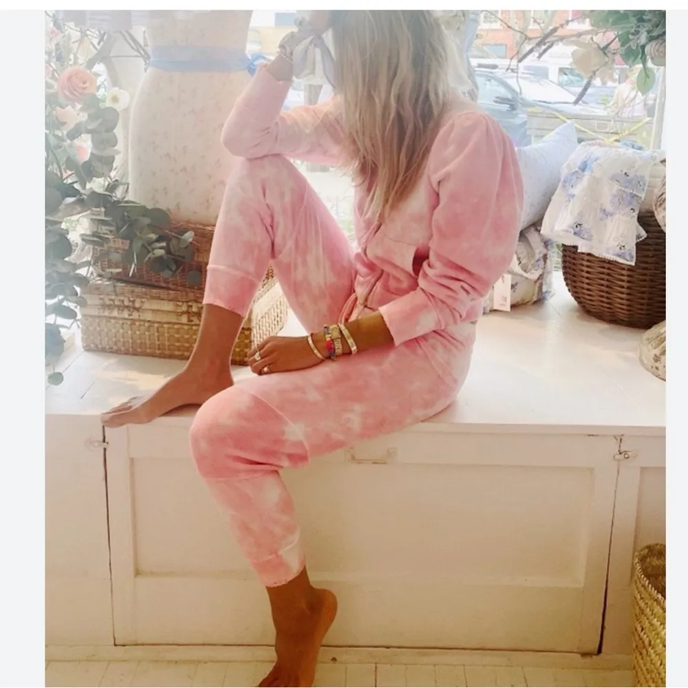 LoveShackFancy Minnow Pink Blossom Pink Tie Dye Sweatshirt Size Small - Image 2