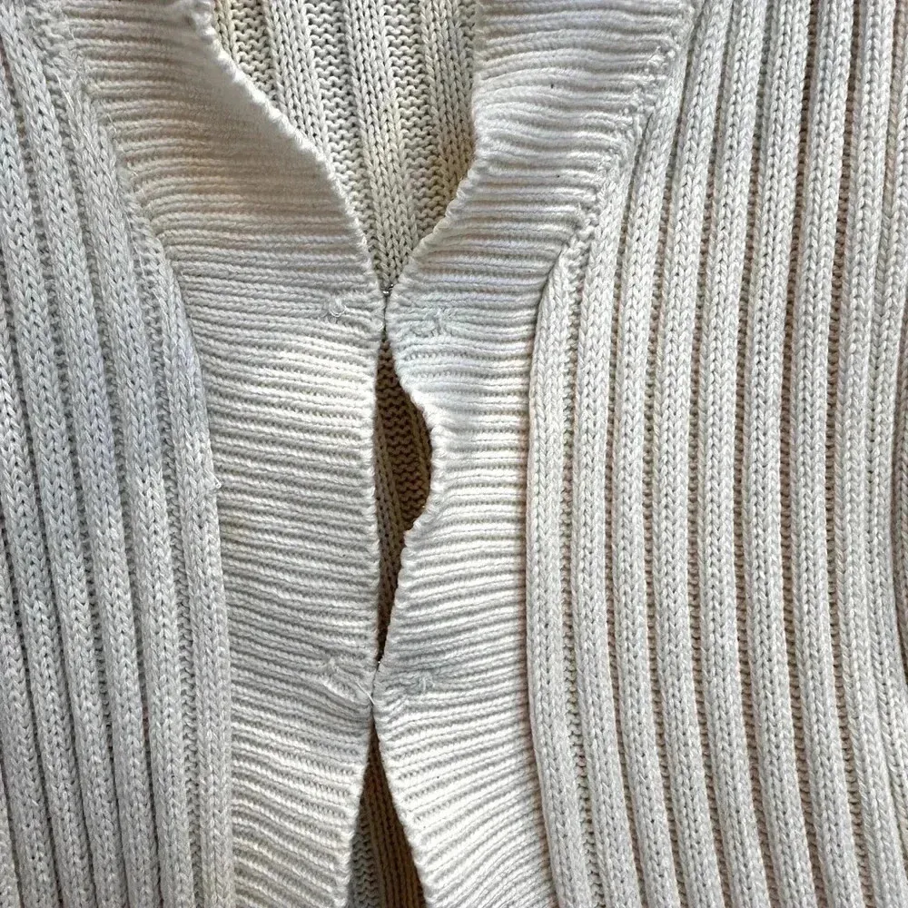 Vintage White House Black Market Y2K Cream Knit Duster Cardigan Sweater Size M - Image 3