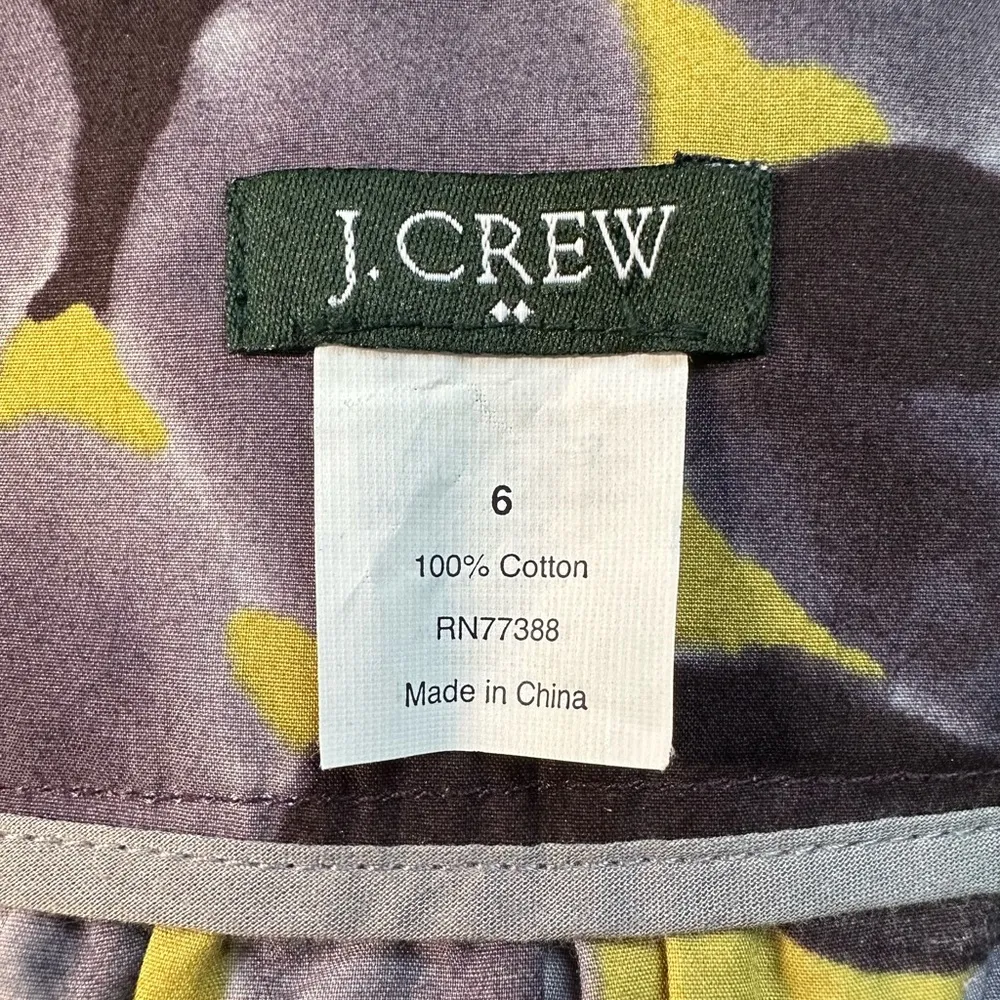 J. Crew | Purple Grey Watercolor Floral Pleated Cotton Skirt Size 6 Small S - Image 3