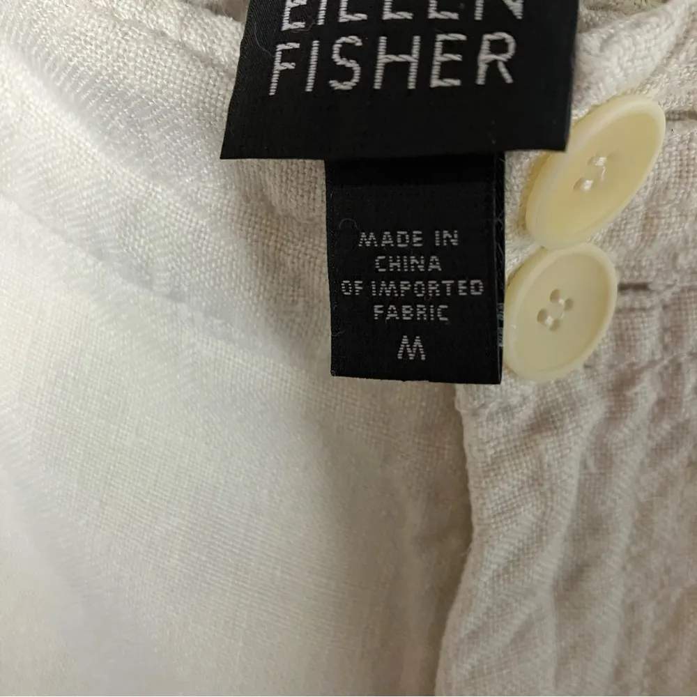 Eileen Fisher 100% Irish linen pants off white womens size medium‎ beach casual - Image 4