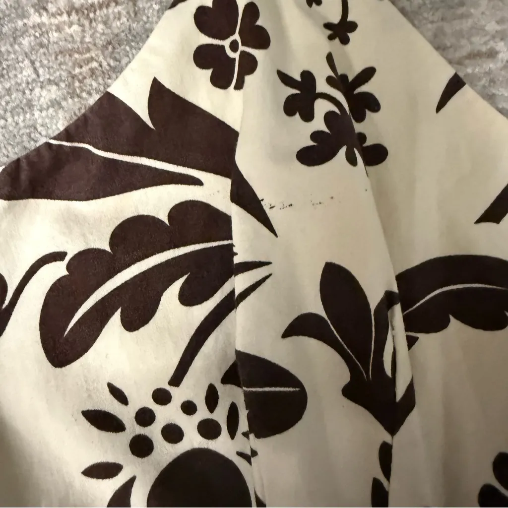 Dalydress Woman Size 40 Hibiscus Hawaiian Floral Print Women's Top Brown - Image 10