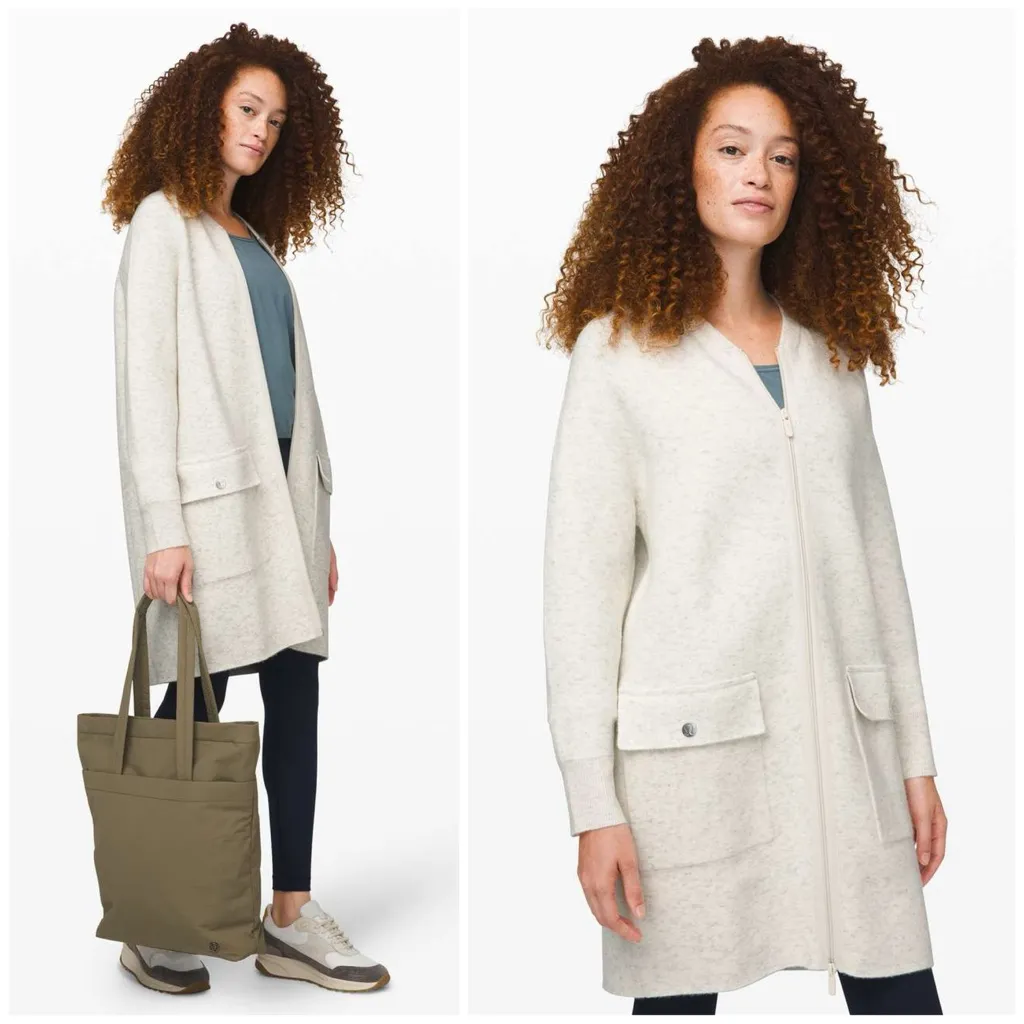 Lululemon Heather Ivory Off White Weekend Wander Jacket Cardigan Size XS - Image 2