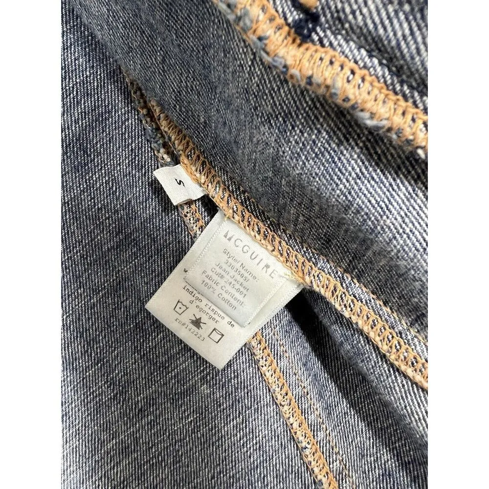 McGuire Workwear Denim Jean Jacket Small Distressed - Image 4