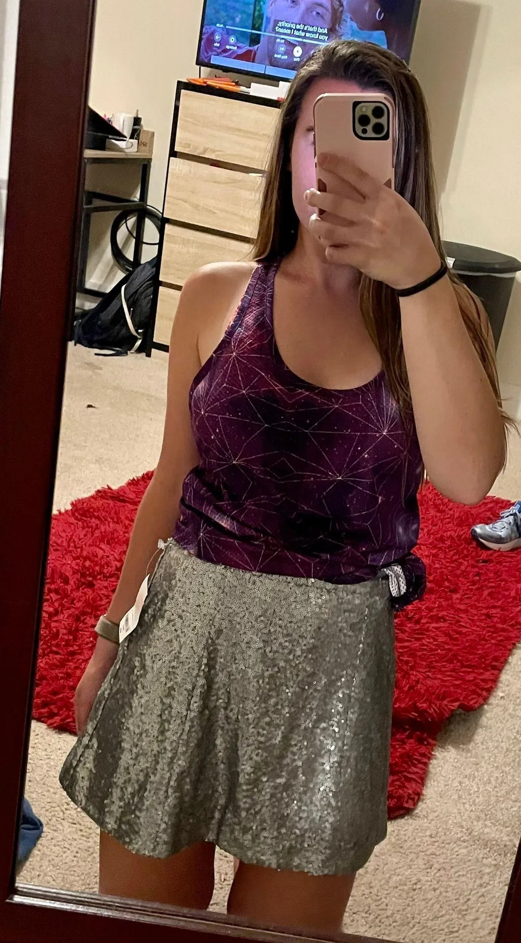 Decree Sparkly Shiny High Waisted Mini Skirt - Image 2