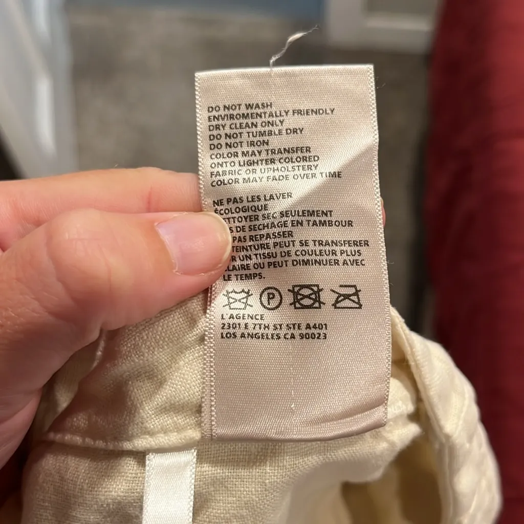 L’AGENCE Henderson High Rise Crop Wide Leg 100% Linen Pants in Oat Color Size 30 - Image 11