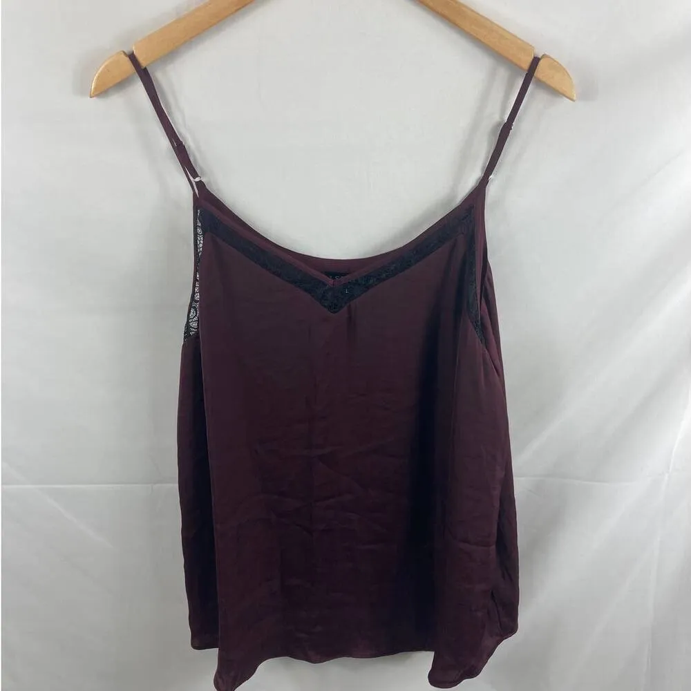 NWT 1.STATE Lace Trim Camisole In Warm Plum L - Image 2