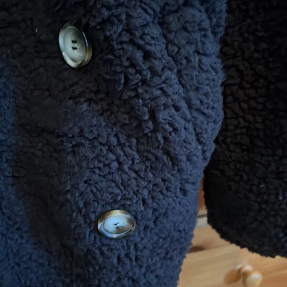 Sherpa Fleece Jacket Black Open Front Small Coat - Image 3