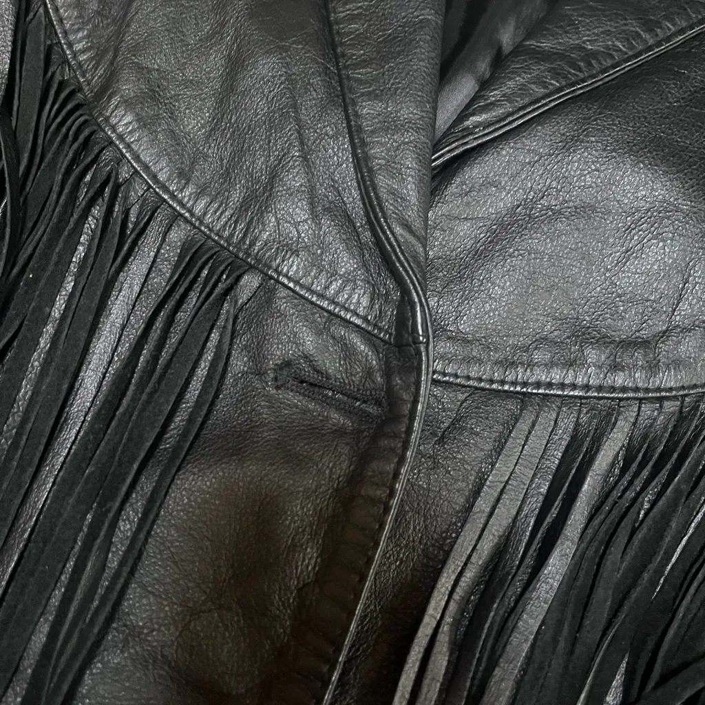 Vintage Adler Cowgirl / Motorcycle Leather Jacket Size Medium Black - Image 5