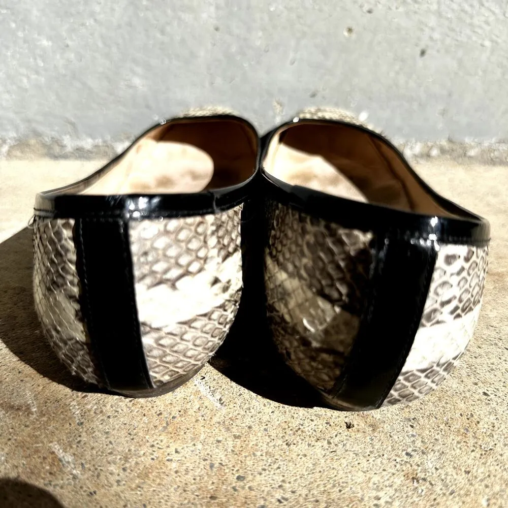 Jimmy Choo Snakeskin Ballet Flats Shoes Slip On Round Toe Leather Cream 6.5 - Image 4