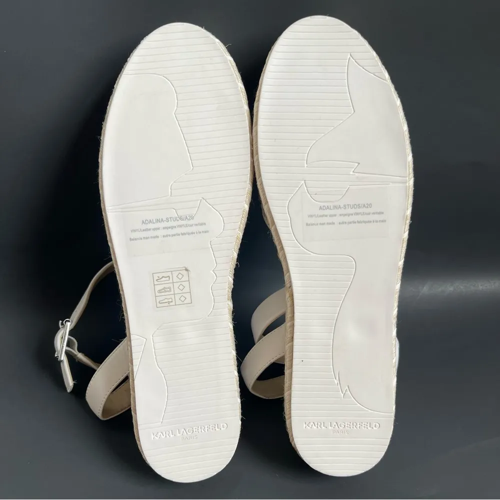 Karl Lagerfeld Adalina Pearl Embellished Espadrille White Women’s Size 9.5 - Image 9