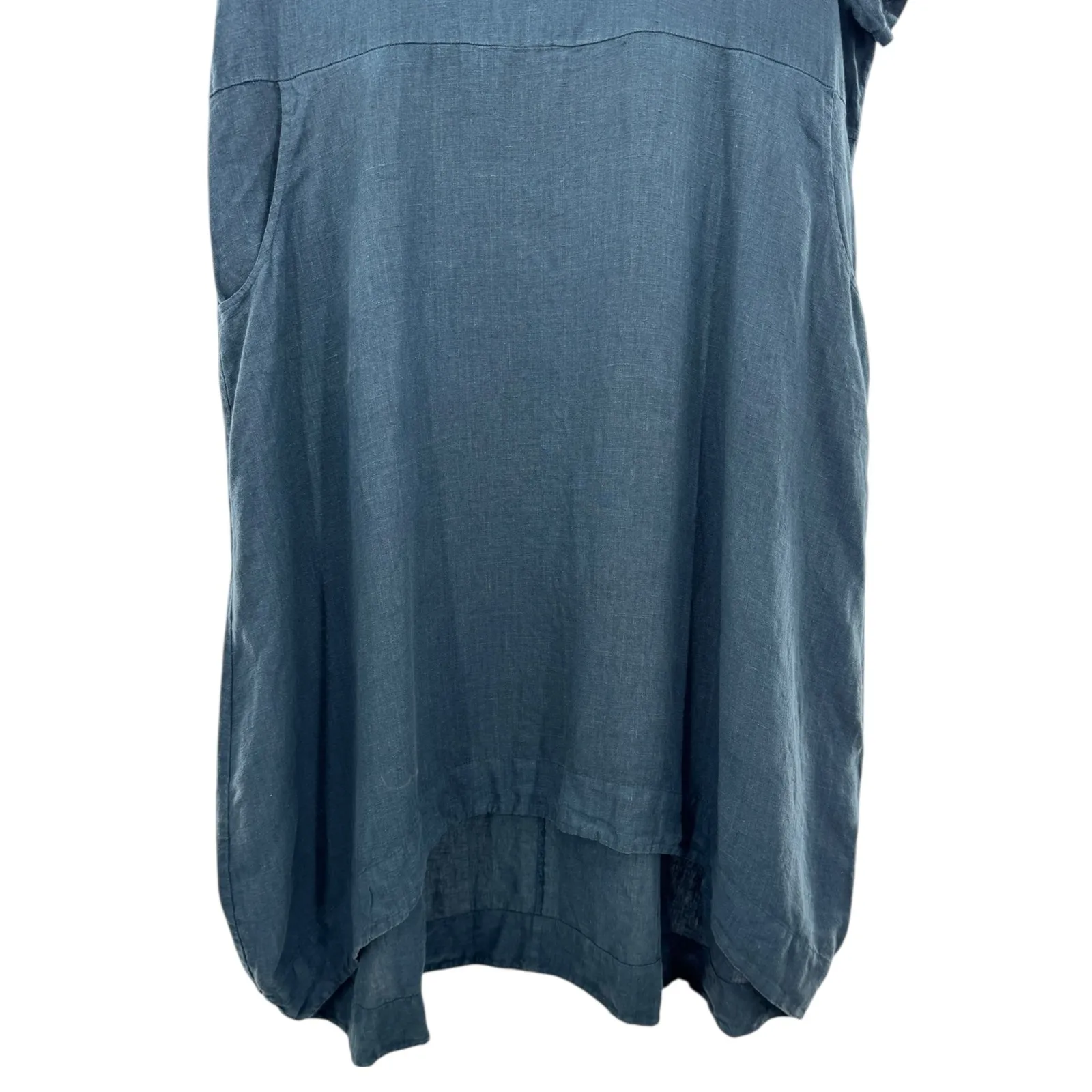 Bryn Walker 100% Linen Marina Dress Blue‎ High Low Minimalist Coastal Chic M - Image 2