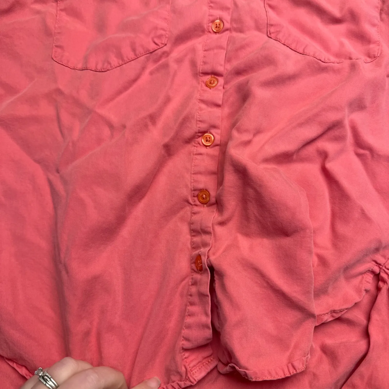 Harper Heritage Pink Button Down Shirt High Low Hem Womens Size Small - Image 2