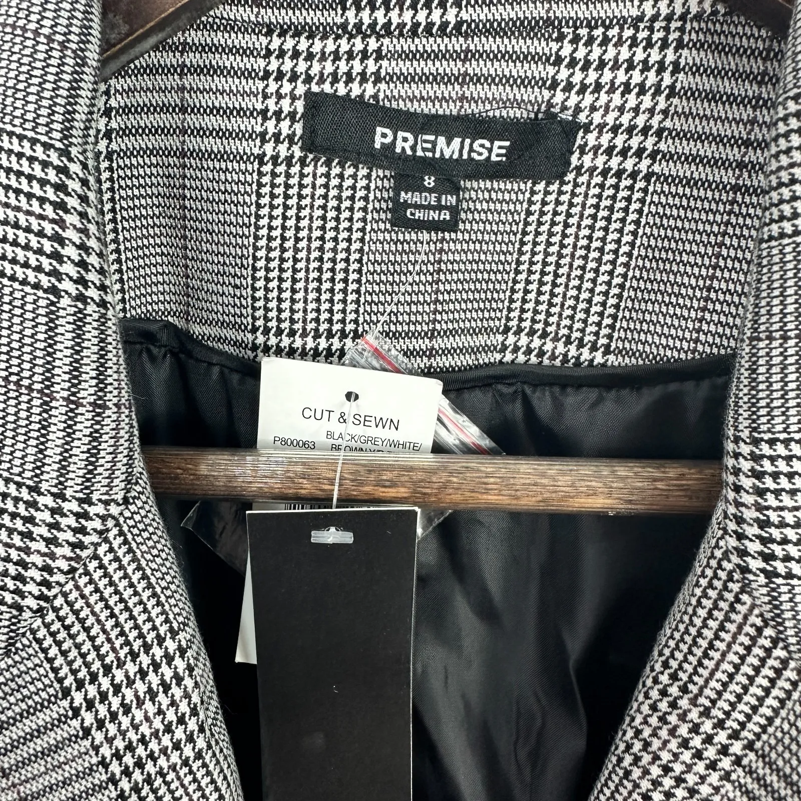 Premise‎ Glen Plaid Blazer Womens 8 Prince of Wales Check Jacket Preppy Academia - Image 2