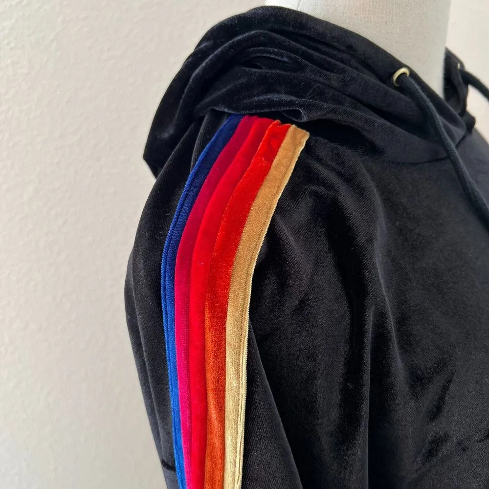 Aviator Nation Classic Velvet Stripe Pullover Hoodie Sweatshirt Women's Size Sm - Image 3