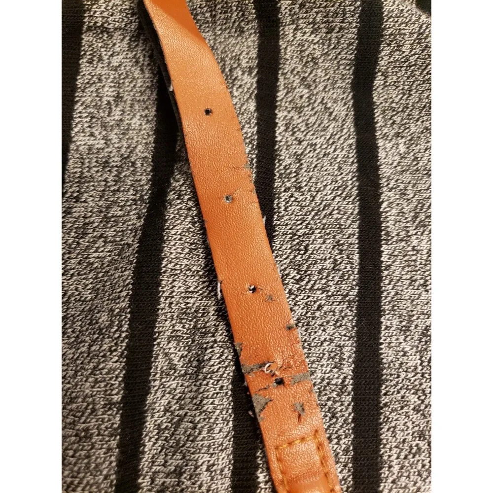 Women's Black & Gray Cotton Belted Long Sleeve Knee Length Dress Size Large - Image 8