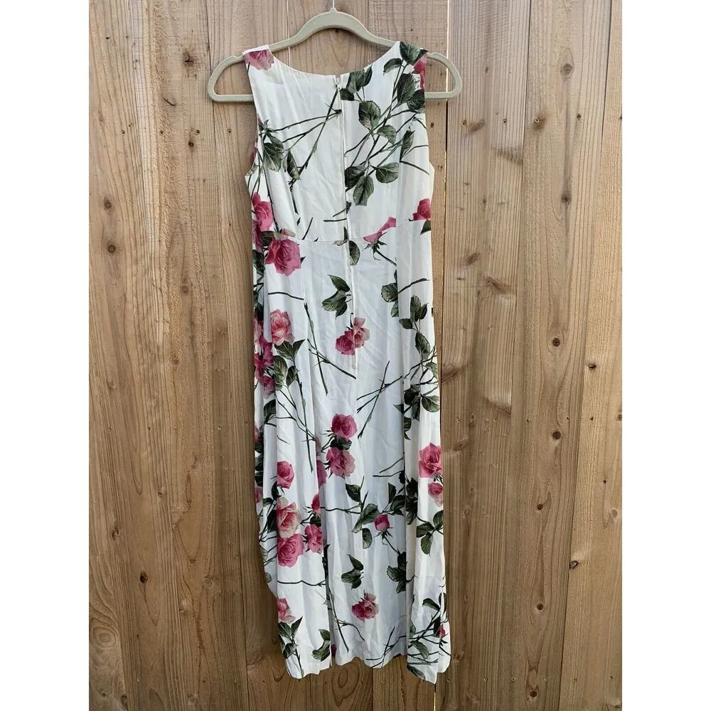 Vintage‎ Karin Stevens Floral Print Dress Cottagecore Sz 6 Petite White Pink - Image 5