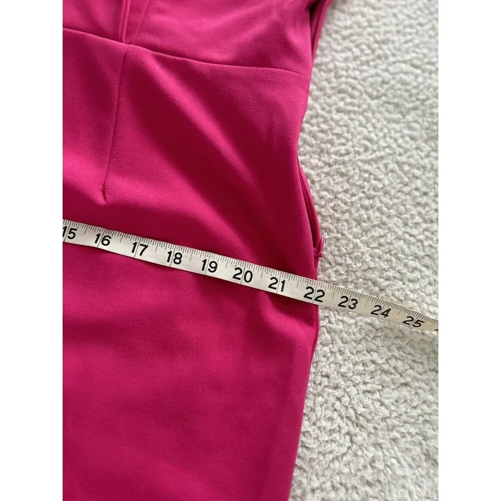 Donna Morgan Sleeveless V-Neck Wrap Crepe Sheath Dress Magenta Size 16 - Image 9