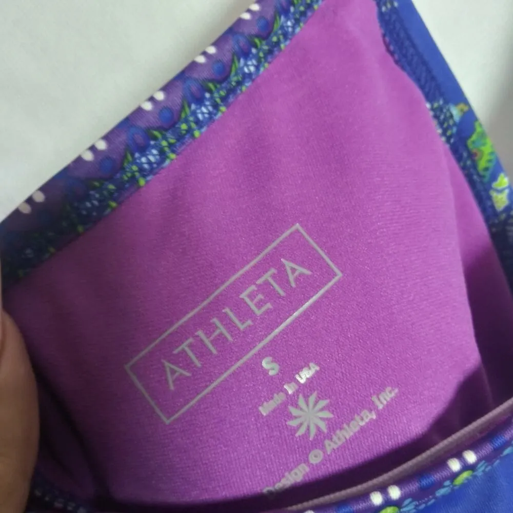 ATHLETA Offshore Racerback Tankini Top Paisley Blue Swim Size Small - Image 8