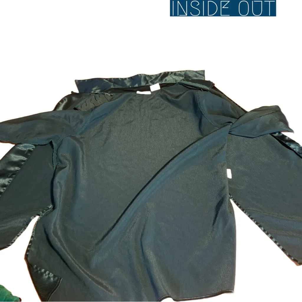 JACLYN SMITH DARK FOREST GREEN JEWEL TONE SATIN BUTTON DOWN BLOUSE (14) - Image 9