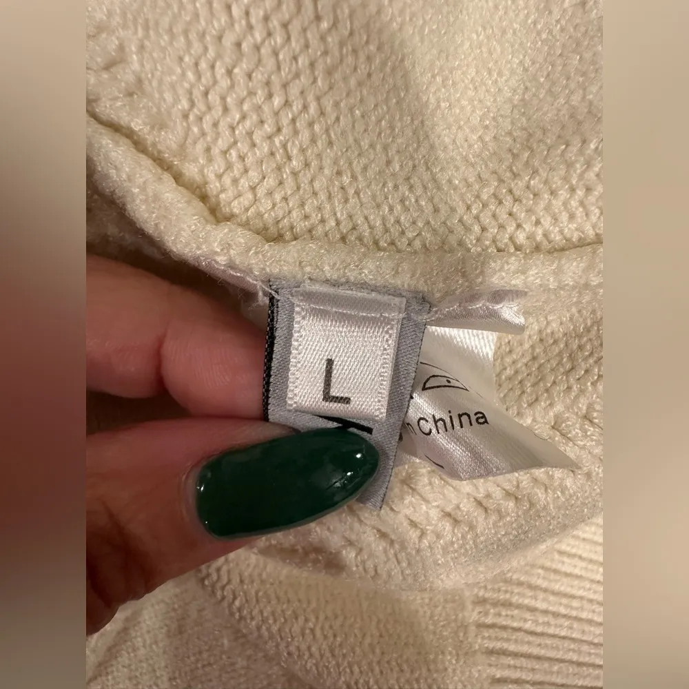 NWOT Cream Cardigan with Colorful Buttons and Embroidery Red Size L - Image 11